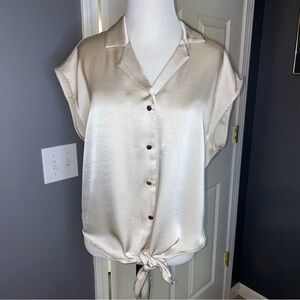 Industry Republic Clothing Cream Ivory Toe Front Sleeveless Shirt Size Medium
